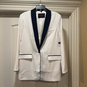 Equipment White Blazer with Black Trim